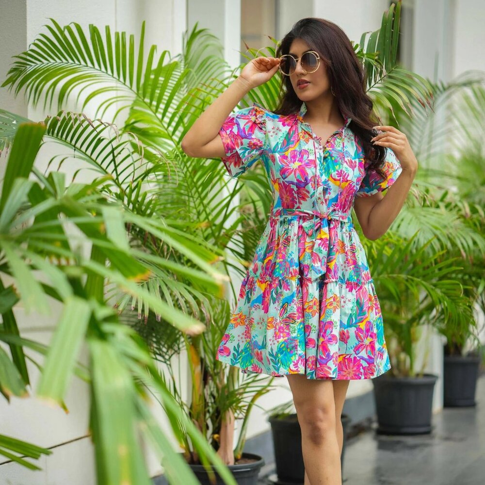 SOHANA Poppy Mini Dress In Aloha Multi Color Size S - Picture 9 of 9